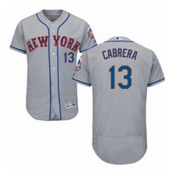 Mens Majestic New York Mets 13 Asdrubal Cabrera Grey Road Flex Base Authentic Collection MLB Jersey