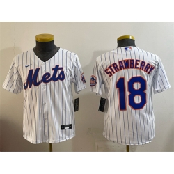 Youth New York Mets 18 Darryl Strawberry White Cool Base Stitched Baseball Jersey