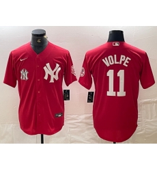 Men New York Yankees 11 Anthony Volpe Red Cool Base Stitched Baseball Jersey