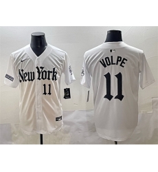 Men New York Yankees 11 Anthony Volpe White  27Gothic Legacy Edition 27 Vapor Premier Limited Stitched Baseball Jersey 1