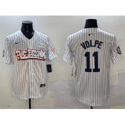 Men New York Yankees 11 Anthony Volpe White Bronx Graffiti Vapor Limited Stitched Baseball Jersey