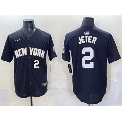 Men New York Yankees 2 Derek Jeter Black Limited Stitched Baseball Jersey