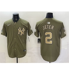 Men New York Yankees 2 Derek Jeter Olive 2026 Armed Forces Day Stitched Baseball Jersey Men New York Yankees 2 Derek Jeter Olive 2026 Armed Forces Day Stitched Baseball Jersey
