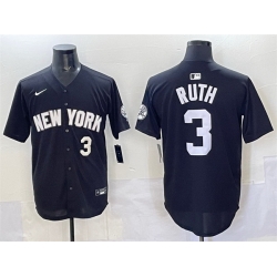 Men New York Yankees 3 Babe Ruth Black Limited Stitched Baseball Jersey