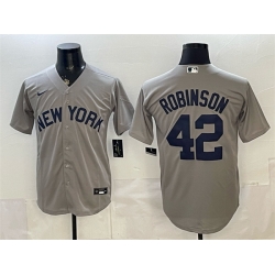 Men New York Yankees  42 Jackie Robinson Grey Stitched Baseball Jersey
