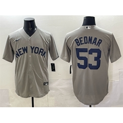Men New York Yankees 53 David Bednar Grey Stitched Baseball Jersey