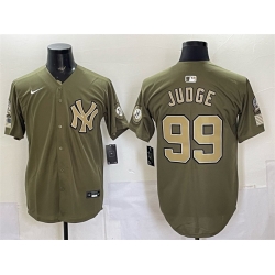 Men New York Yankees  99 Aaron Judge Olive 2026 Armed Forces Day Stitched Baseball Jersey