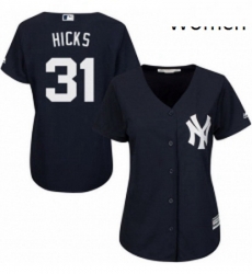 Womens Majestic New York Yankees 31 Aaron Hicks Replica Navy Blue Alternate MLB Jersey Womens Majestic New York Yankees 31 Aaron Hicks Replica Navy Blue Alternate MLB Jersey