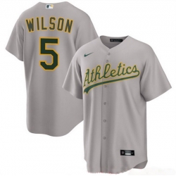 Men Oakland Athletics 5 Jacob Wilson Grey 2024 Away Limited Stitched Jersey