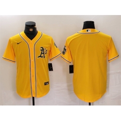 Men Oakland Athletics Blank Yellow Cool Base Stitched Baseball Jersey