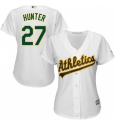 Womens Majestic Oakland Athletics 27 Catfish Hunter Authentic White Home Cool Base MLB Jersey Womens Majestic Oakland Athletics 27 Catfish Hunter Authentic White Home Cool Base MLB Jersey