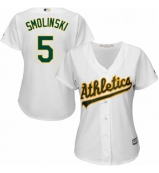 Womens Majestic Oakland Athletics 5 Jake Smolinski Authentic White Home Cool Base MLB Jersey Womens Majestic Oakland Athletics 5 Jake Smolinski Authentic White Home Cool Base MLB Jersey