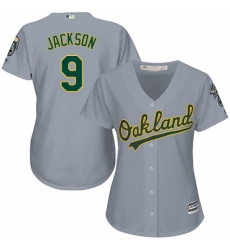 Womens Majestic Oakland Athletics 9 Reggie Jackson Authentic Grey Road Cool Base MLB Jersey Womens Majestic Oakland Athletics 9 Reggie Jackson Authentic Grey Road Cool Base MLB Jersey