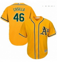 Youth Majestic Oakland Athletics 46 Santiago Casilla Replica Gold Alternate 2 Cool Base MLB Jersey Youth Majestic Oakland Athletics 46 Santiago Casilla Replica Gold Alternate 2 Cool Base MLB Jersey