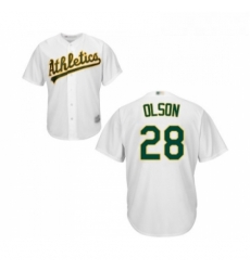Youth Oakland Athletics 28 Matt Olson Replica White Home Cool Base Baseball Jersey Youth Oakland Athletics 28 Matt Olson Replica White Home Cool Base Baseball Jersey