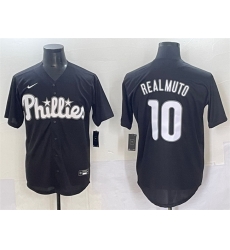 Men Philadelphia Phillies 10 J T  Realmuto Black Lights Out Limited Stitched Baseball Jersey