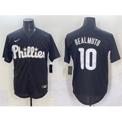 Men Philadelphia Phillies 10 J T  Realmuto Black Lights Out Limited Stitched Baseball Jersey