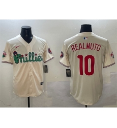 Men Philadelphia Phillies 10 J T  Realmuto Cream Phanatic Limited Stitched Jersey