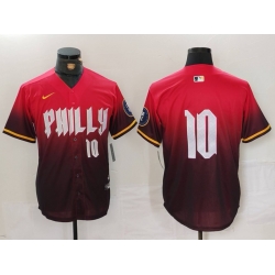 Men Philadelphia Phillies 10 J T  Realmuto Red 2024 City Connect Limited Stitched Jersey 4