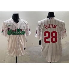 Men Philadelphia Phillies 28 Alec Bohm White Phanatic Cool Base Stitched Jersey
