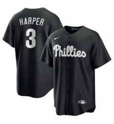 Men Philadelphia Phillies 3 Bryce Harper Black Lights Out Limited Stitched Baseball Jersey