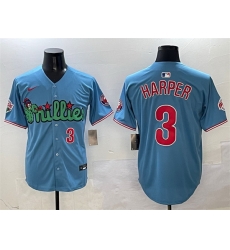 Men Philadelphia Phillies 3 Bryce Harper Light Blue Phanatic Limited Stitched Jersey