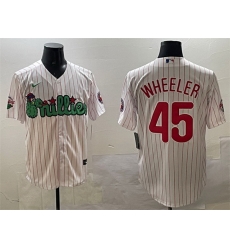 Men Philadelphia Phillies 45 Zack Wheeler White Phanatic Cool Base Stitched Jersey