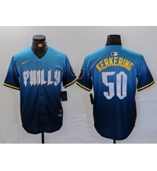 Men Philadelphia Phillies 50 Orion Kerkering Blue 2024 City Connect Limited Stitched Jersey 5 Men Philadelphia Phillies 50 Orion Kerkering Blue 2024 City Connect Limited Stitched Jersey 5