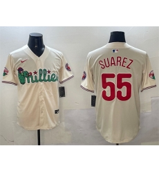 Men Philadelphia Phillies 55 Ranger Suarez Cream Phanatic Limited Stitched Jersey