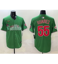 Men Philadelphia Phillies 55 Ranger Suarez Green Phanatic Limited Stitched Jersey
