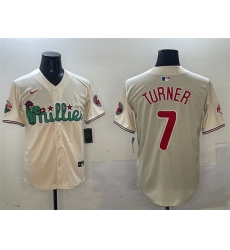 Men Philadelphia Phillies 7 Trea Turner Cream Phanatic Limited Stitched Jersey