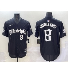 Men Philadelphia Phillies 8 Nick Castellanos Black Gothic Vapor Limited Stitched Jersey
