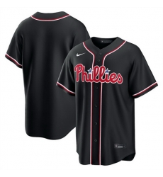 Men Philadelphia Phillies Blank Fashion Black Out Stitched Baseball Jersey