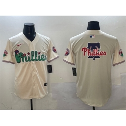 Men Philadelphia Phillies Team Big Logo Cream Phanatic Limited Stitched Jersey