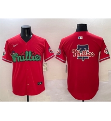 Men Philadelphia Phillies Team Big Logo Red Phanatic Limited Stitched Jersey
