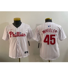 Youth Philadelphia Phillies 45 Zack Wheeler White Limited Stitched Jersey