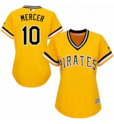 Womens Majestic Pittsburgh Pirates 10 Jordy Mercer Authentic Gold Alternate Cool Base MLB Jersey Womens Majestic Pittsburgh Pirates 10 Jordy Mercer Authentic Gold Alternate Cool Base MLB Jersey