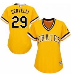 Womens Majestic Pittsburgh Pirates 29 Francisco Cervelli Replica Gold Alternate Cool Base MLB Jersey Womens Majestic Pittsburgh Pirates 29 Francisco Cervelli Replica Gold Alternate Cool Base MLB Jersey