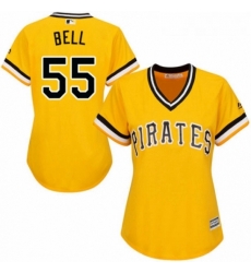 Womens Majestic Pittsburgh Pirates 55 Josh Bell Replica Gold Alternate Cool Base MLB Jersey 