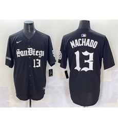 Men San Diego Padres 13 Manny Machado Black Gothic Edition Vapor Limited Stitched Baseball Jersey