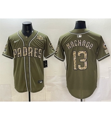 Men San Diego Padres 13 Manny Machado Olive 2026 Armed Forces Day Stitched Baseball Jersey Men San Diego Padres 13 Manny Machado Olive 2026 Armed Forces Day Stitched Baseball Jersey