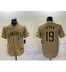 Men San Diego Padres 19 Tony Gwynn Tan Cool Base Stitched Baseball Jersey 6 Men San Diego Padres 19 Tony Gwynn Tan Cool Base Stitched Baseball Jersey 6