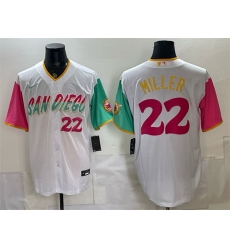 Men San Diego Padres  22 Mason Miller 2022 White City Connect Cool Base Stitched Baseball Jersey
