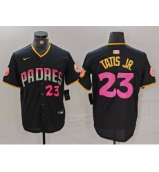 Men San Diego Padres 23 Fernando Tatis Jr Black Cool Base Stitched Baseball Jersey 2 Men San Diego Padres 23 Fernando Tatis Jr Black Cool Base Stitched Baseball Jersey 2