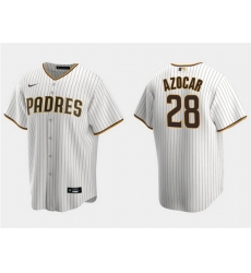 Men San Diego Padres 28 Jos E9 Azocar White Cool Base Stitched Jersey