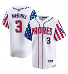 Men San Diego Padres 3 Jackson Merrill White 2025 Independence Day Vapor Premier Limited Stitched Baseball Jersey