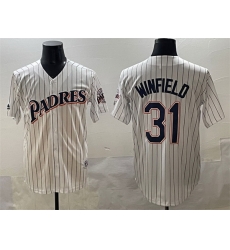 Men San Diego Padres 31 Dave Winfield White Throwback With Patch Cool Base Stitched Jersey