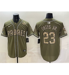 Men San Diego Padres  Fernando Tatis Jr  Olive 2026 Armed Forces Day Stitched Baseball Jersey