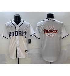 Men San Diego Padres Team Big Logo White Cool Base Stitched Baseball Jersey 002