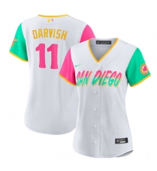 Women San Diego Padres 11 Yu Darvish 2022 White City Connect Cool Base Stitched Baseball Jersey Women San Diego Padres 11 Yu Darvish 2022 White City Connect Cool Base Stitched Baseball Jersey